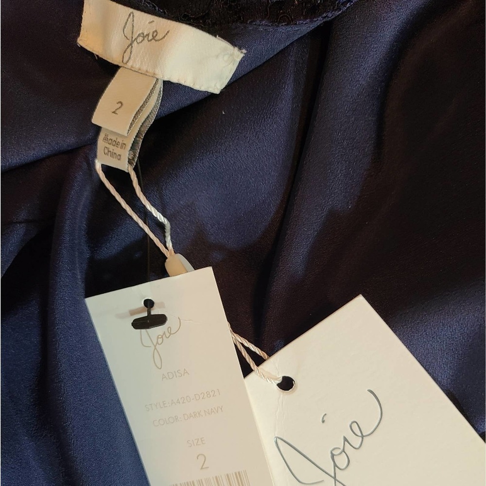 Joie Lace Navy Fit and Flare Mini Blue Dress 2 NWT - Picture 8 of 9
